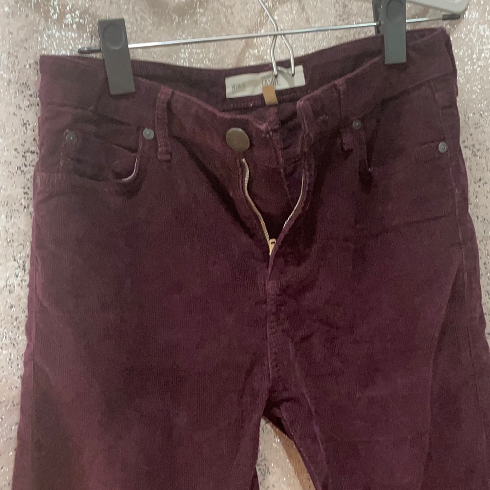 Topshop maroon burgundy berry corduroy Moto jeans pants Jamie